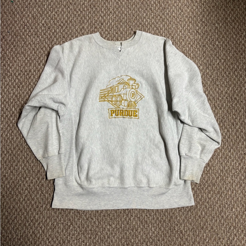 Purdue Boilermakers Vintage Gray Y2K College Pullover Crewneck Sweater